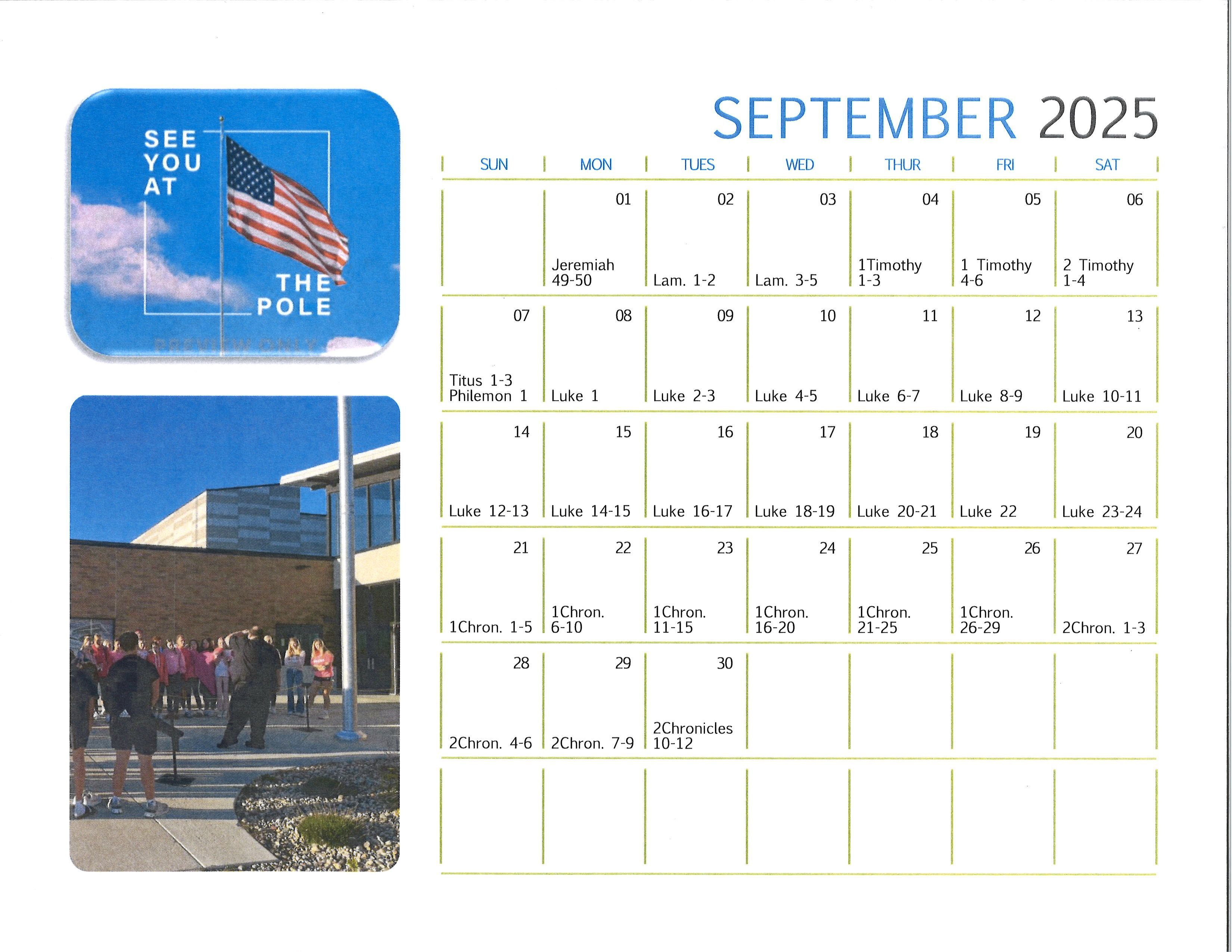 September Reading Calendar