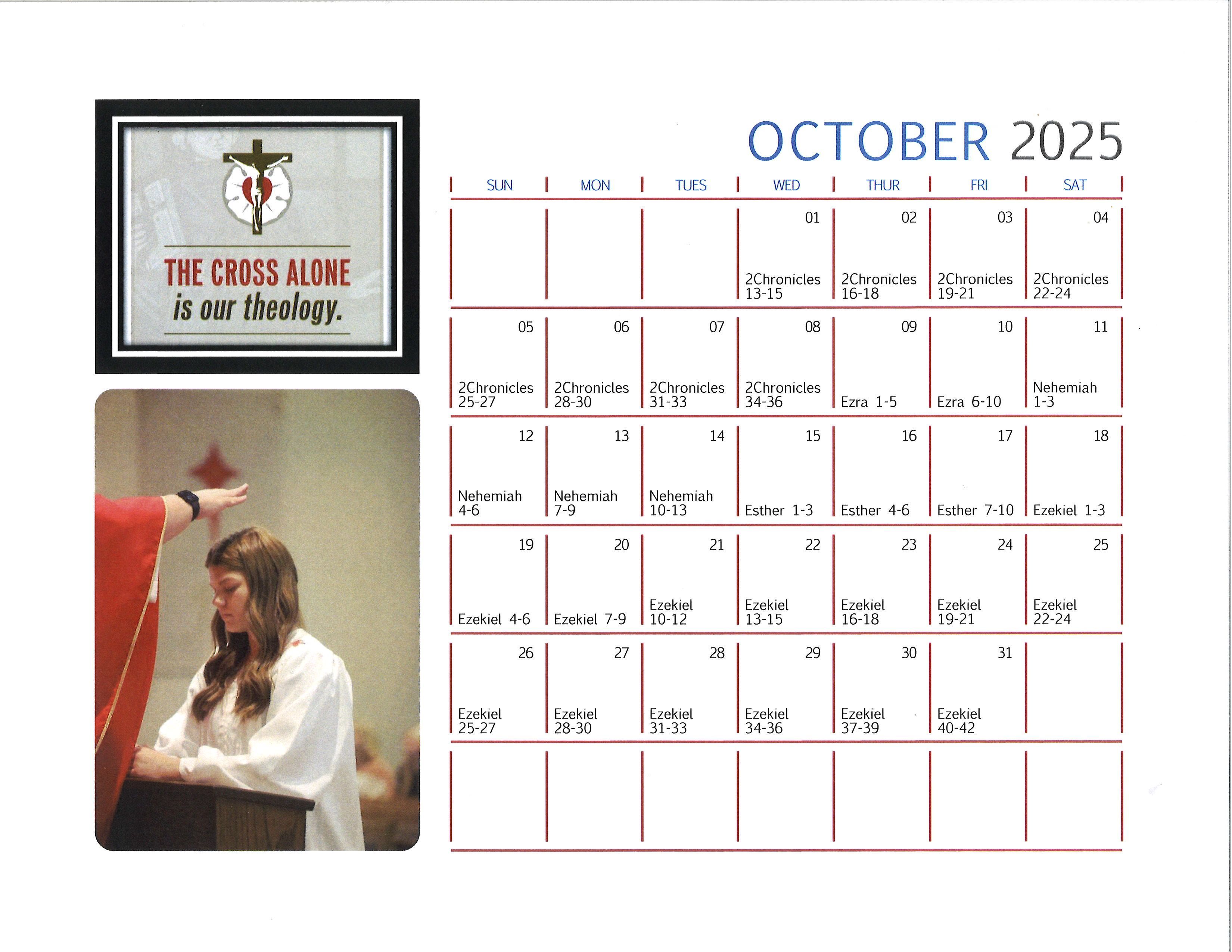 October Reading Calendar 2025