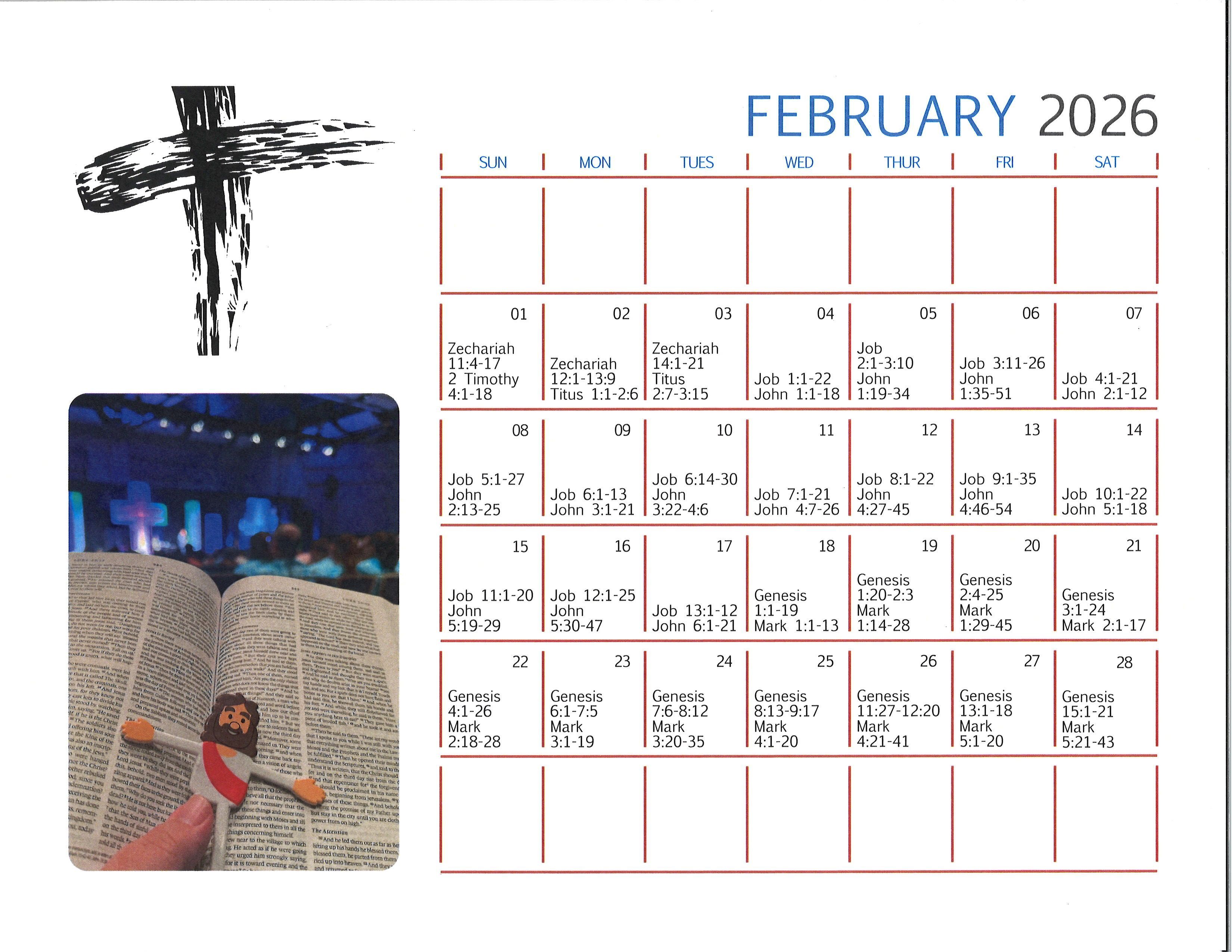 February 2026 Scripture calendar