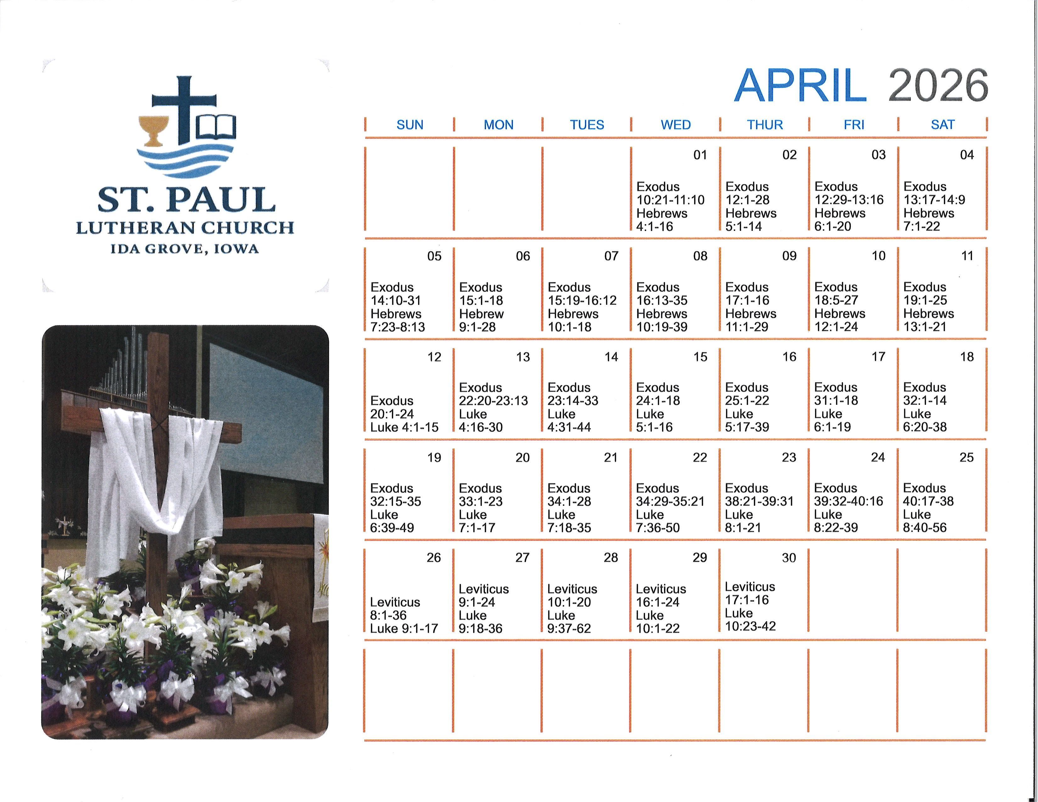 April Scripture Calendar