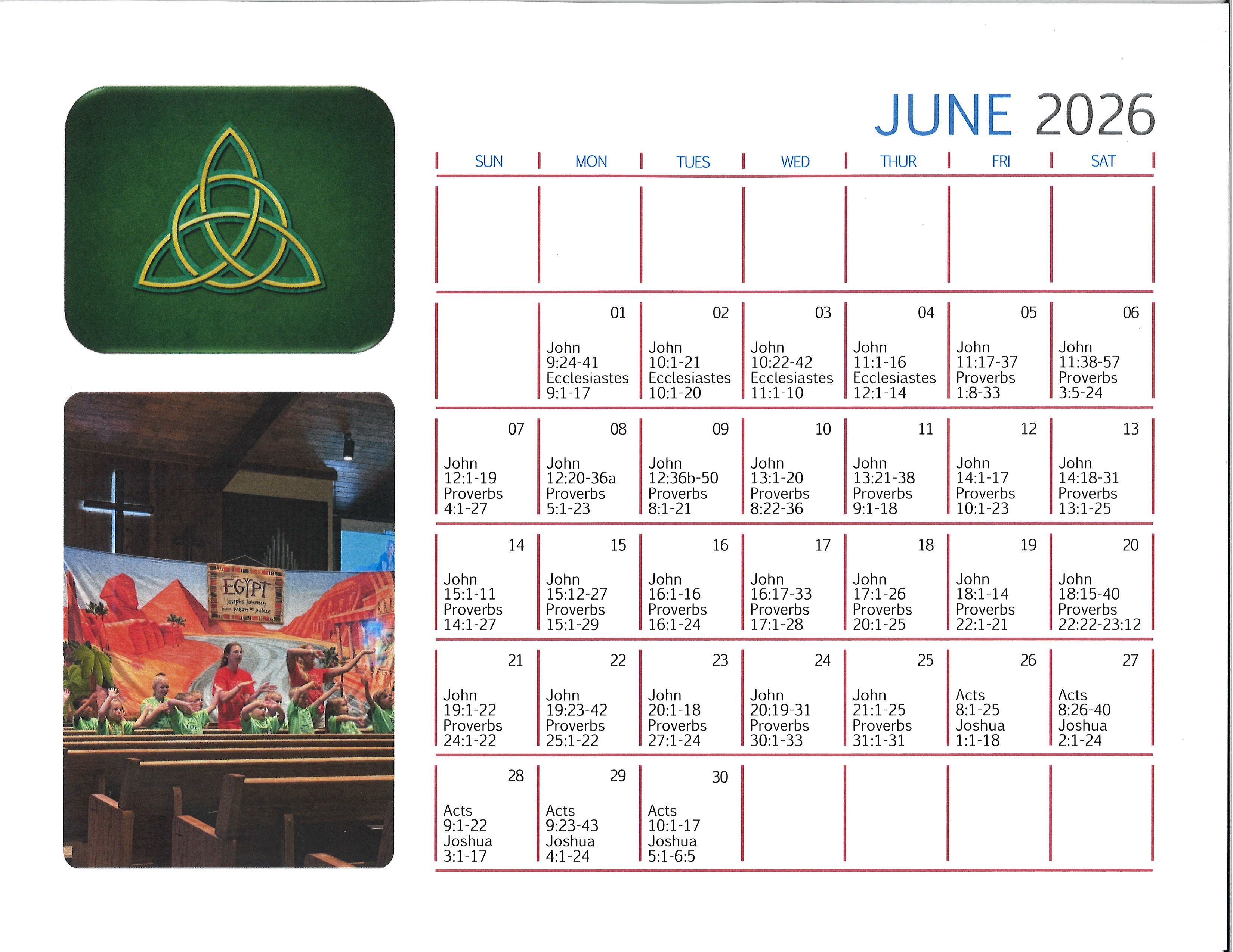 June Scripture Reading Calendar